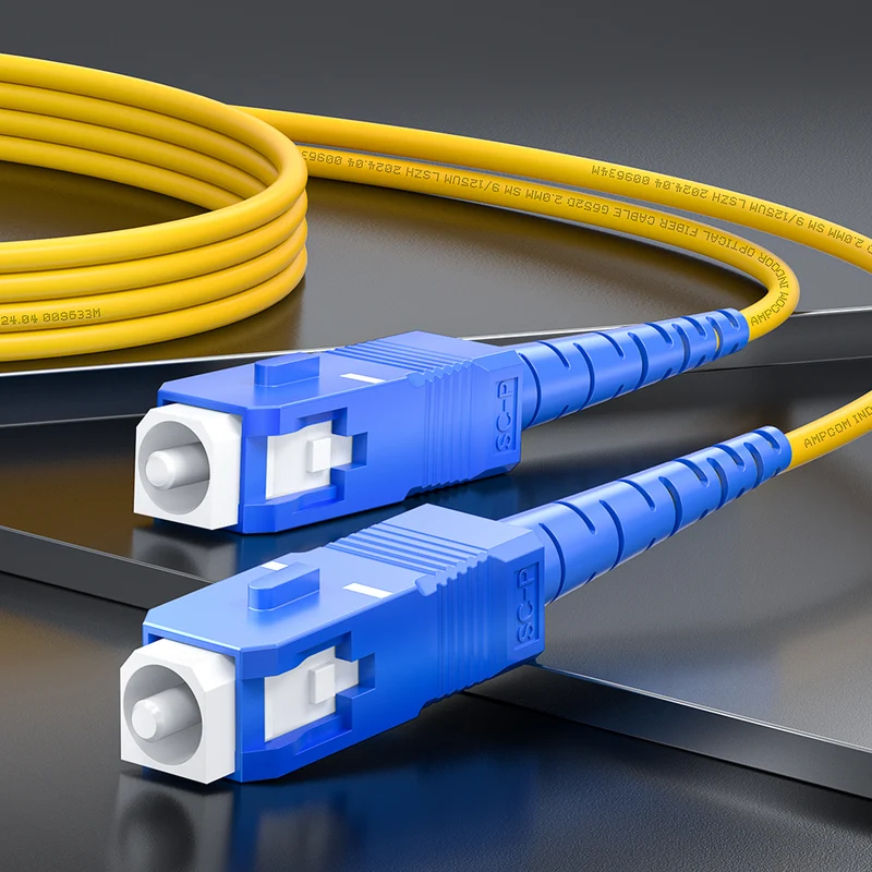 AMPCOM SC to SC SMF 9/125μm Single Mode (OS2) Simplex Fiber Optic Patch Cable, LSZH OFNR 2.0mm Jacket