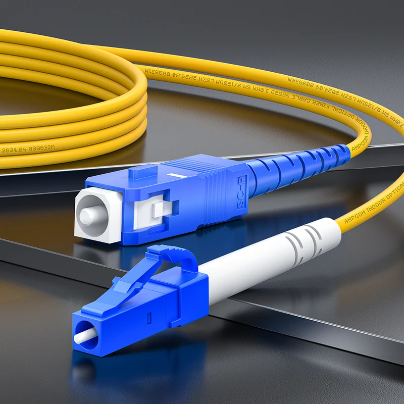 AMPCOM SC to SC SMF 9/125μm Single Mode (OS2) Simplex Fiber Optic Patch Cable, LSZH OFNR 2.0mm Jacket