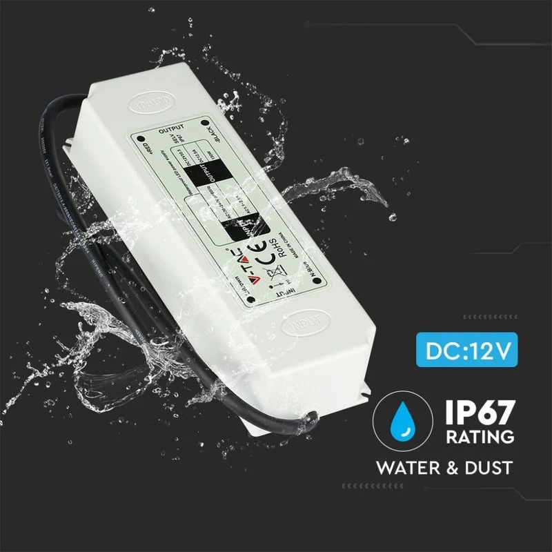 V-Tac Alimentatore 75W 12V Impermeabile IP67 a 1 Uscita con Cavi a Saldare