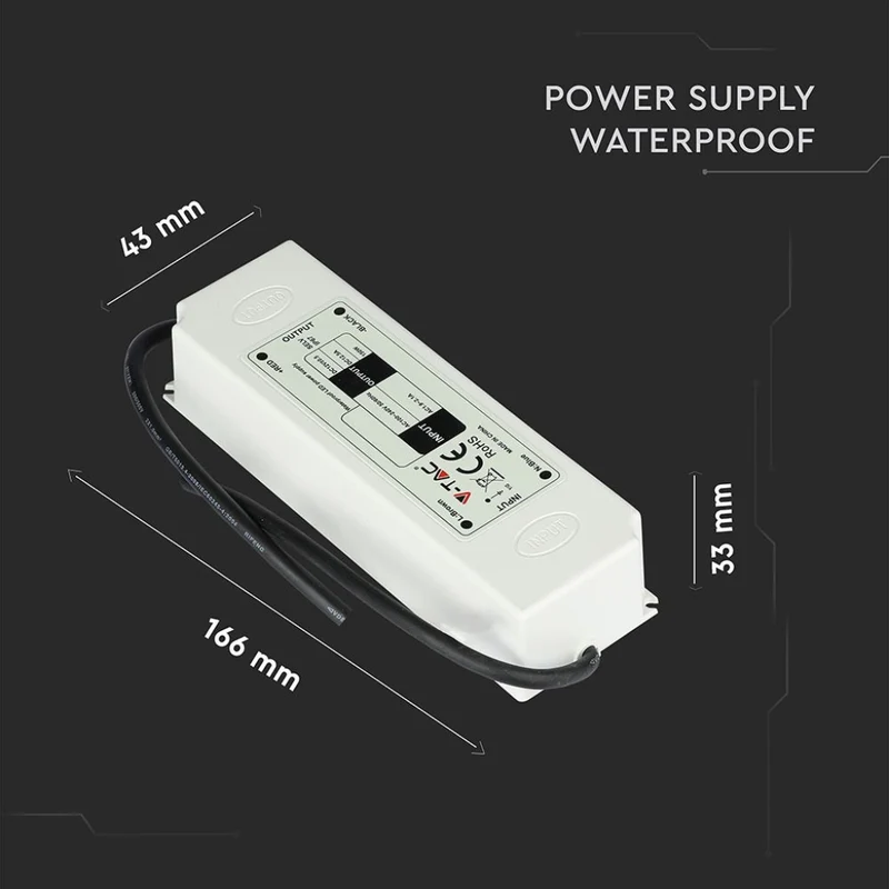 V-Tac Alimentatore 75W 12V Impermeabile IP67 a 1 Uscita con Cavi a Saldare