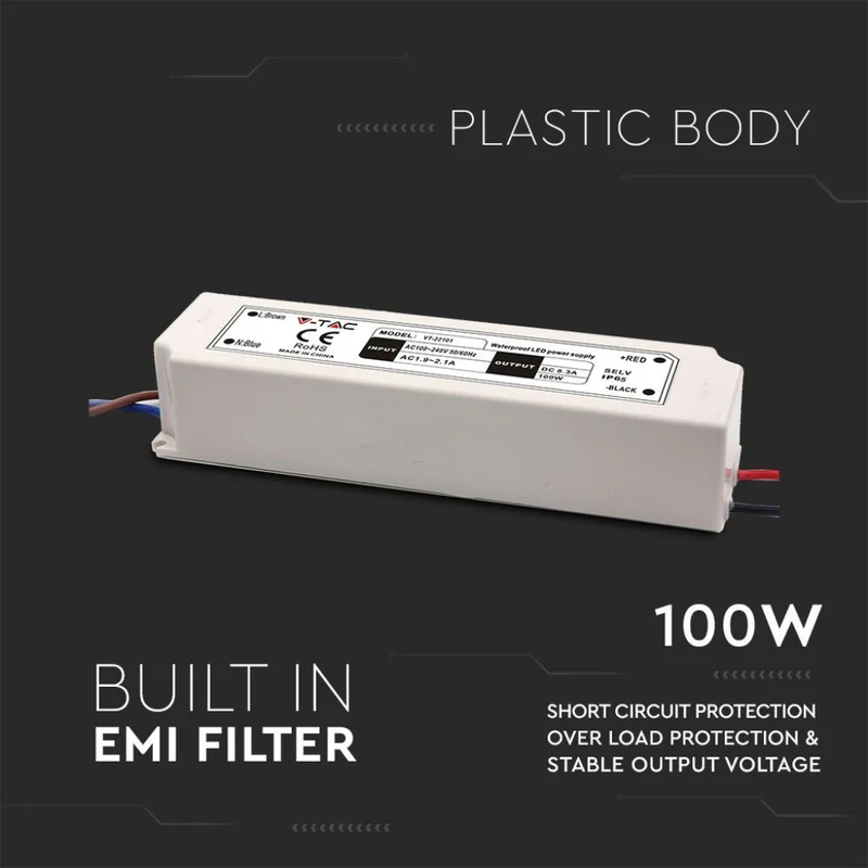 V-Tac Alimentatore 100W - impermeabile - per LED 24V