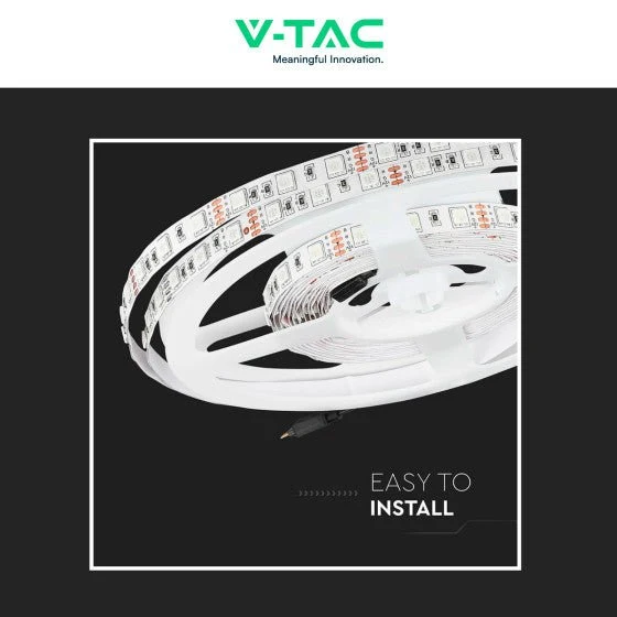 V-Tac Striscia LED Flessibile 35W SMD RGB 60 LED/metro 12V - Bobina da 5 metri- Potenza 7w/m