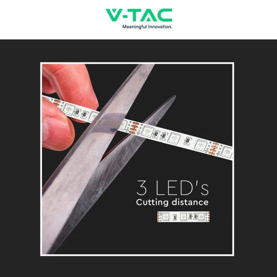 V-Tac Striscia LED Flessibile 35W SMD RGB 60 LED/metro 12V - Bobina da 5 metri- Potenza 7w/m