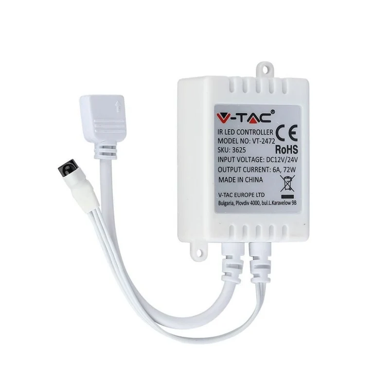 V-Tac Controller per Strisce LED RGB 4 Pin con Telecomando 24 Tasti