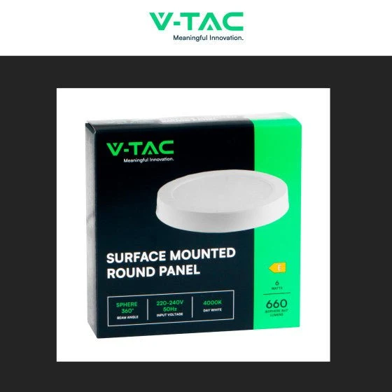 Pannello LED Rotondo 6W V-Tac SMD da Parete con Driver - Disponibile Luce: Calda 3000K, Naturale 4000K e Fredda 6500K
