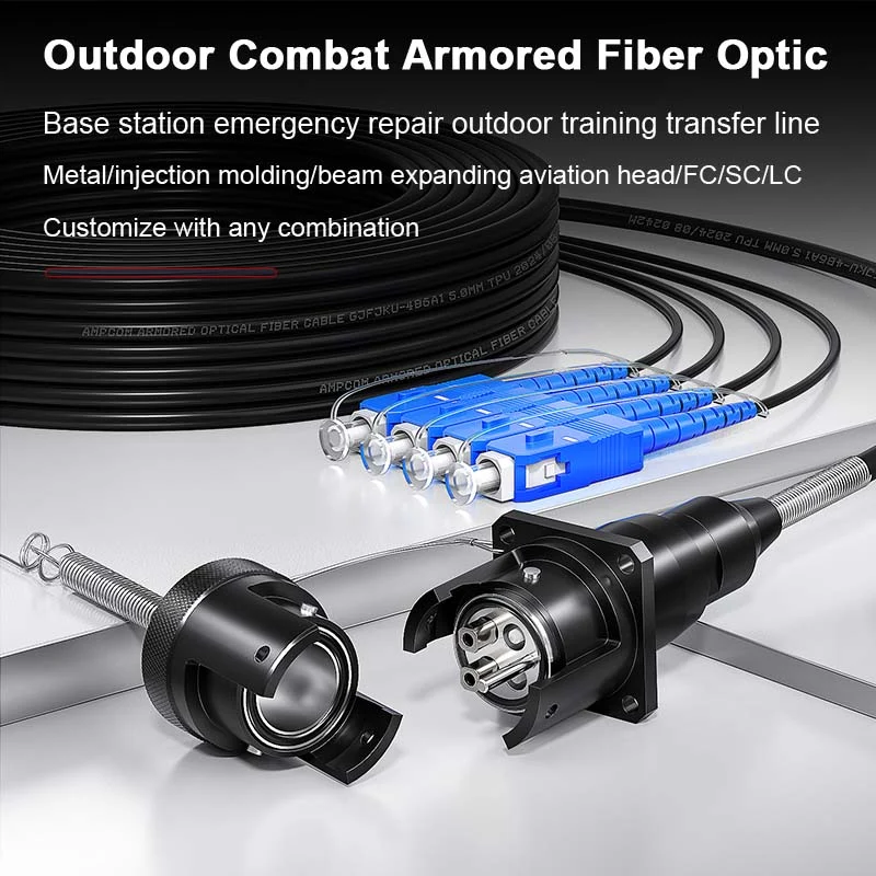 AMPCOM Combat Fiber Optic Jumper Cable Outdoor Communication Dedicated Adapter