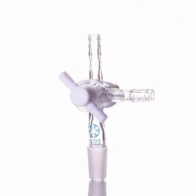 Adattatore di collegamento con raccordo a T e rubinetto in PTFE
