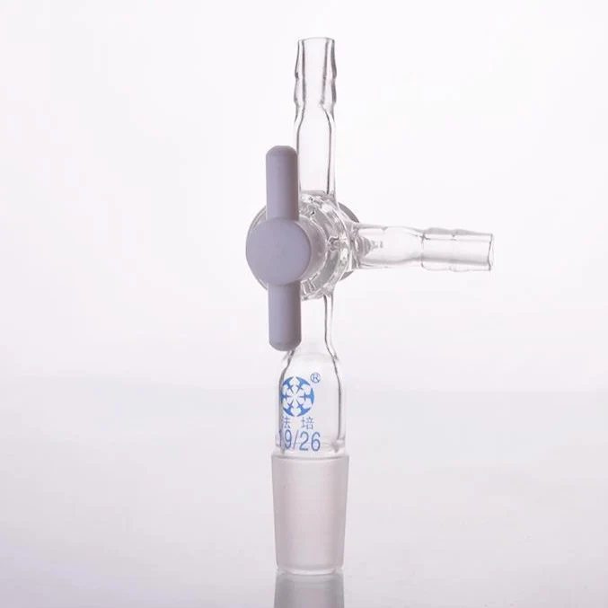 Adattatore di collegamento con raccordo a T e rubinetto in PTFE
