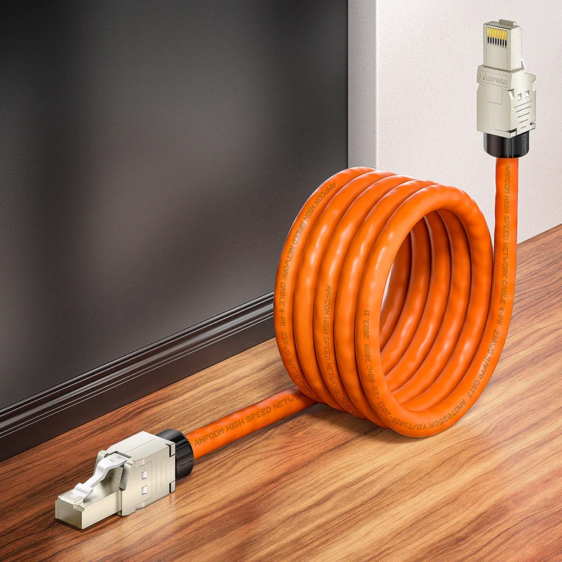 AMPCOM Custom CAT7 S/FTP Patch Cable, Zinc Alloy Shielded Connector, LSZH Flame-Retardant S/FTP Cable