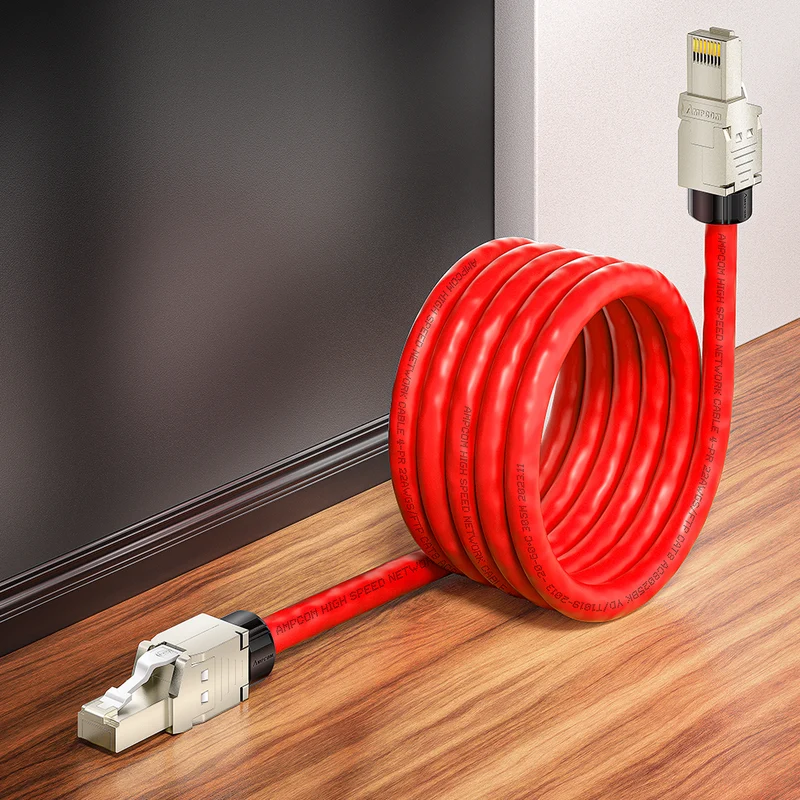 AMPCOM Custom CAT8 S/FTP Patch Cable, Zinc Alloy Shielded Connector, LSZH Flame-Retardant S/FTP Cable