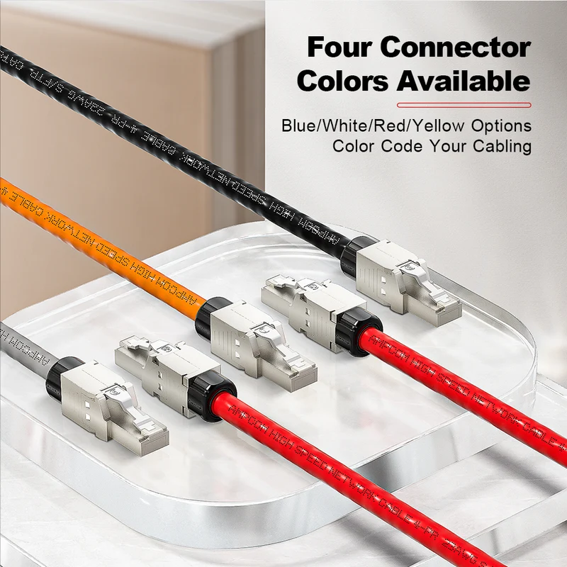 AMPCOM Custom CAT8 S/FTP Patch Cable, Zinc Alloy Shielded Connector, LSZH Flame-Retardant S/FTP Cable
