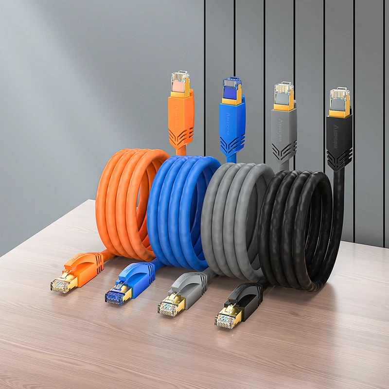 AMPCOM Cat8 S/FTP 24AWG LSZH Patch Cable for Data Center Cabling or Surveillance System Wiring