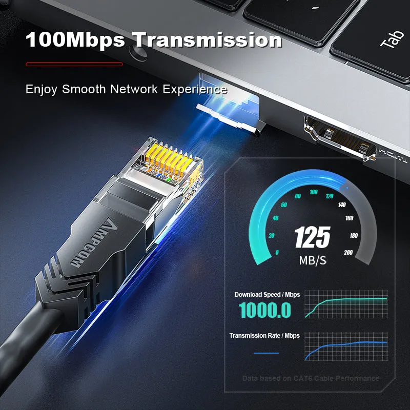 AMPCOM CAT6 Unshielded (UTP) PVC Network Patch Cable for Home or Data Center