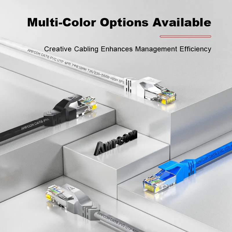 AMPCOM CAT6 Unshielded (UTP) PVC Network Patch Cable for Home or Data Center