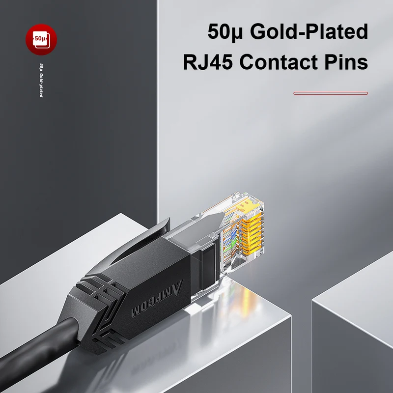 AMPCOM CAT6 UTP 24AWG LSZH Patch Cable for Data Center Cabling or Surveillance System Wiring