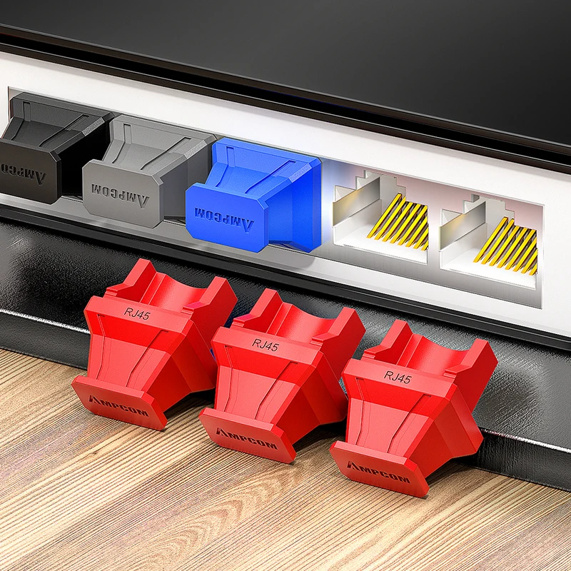 AMPCOM RJ45 Dust Cap Anti Dust Plug, PVC Insulated Port Protector for Ethernet Ports