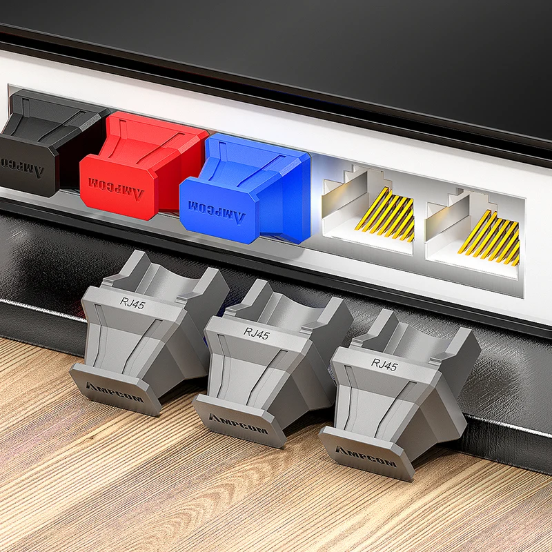 AMPCOM RJ45 Dust Cap Anti Dust Plug, PVC Insulated Port Protector for Ethernet Ports