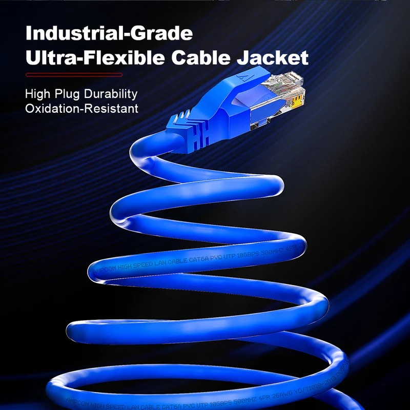 AMPCOM Ultra-Flexible Cat8 26AWG S/FTP Network Patch Cable, Ultra-Flexible PVC Jacket