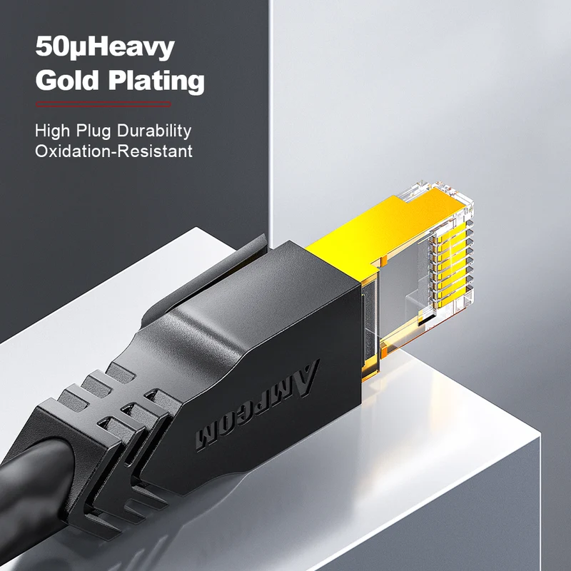 AMPCOM Ultra-Flexible Cat8 26AWG S/FTP Network Patch Cable, Ultra-Flexible PVC Jacket