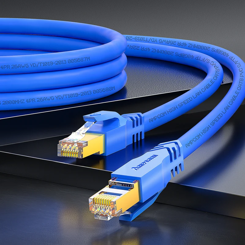 AMPCOM Ultra-Flexible Cat8 26AWG S/FTP Network Patch Cable, Ultra-Flexible PVC Jacket