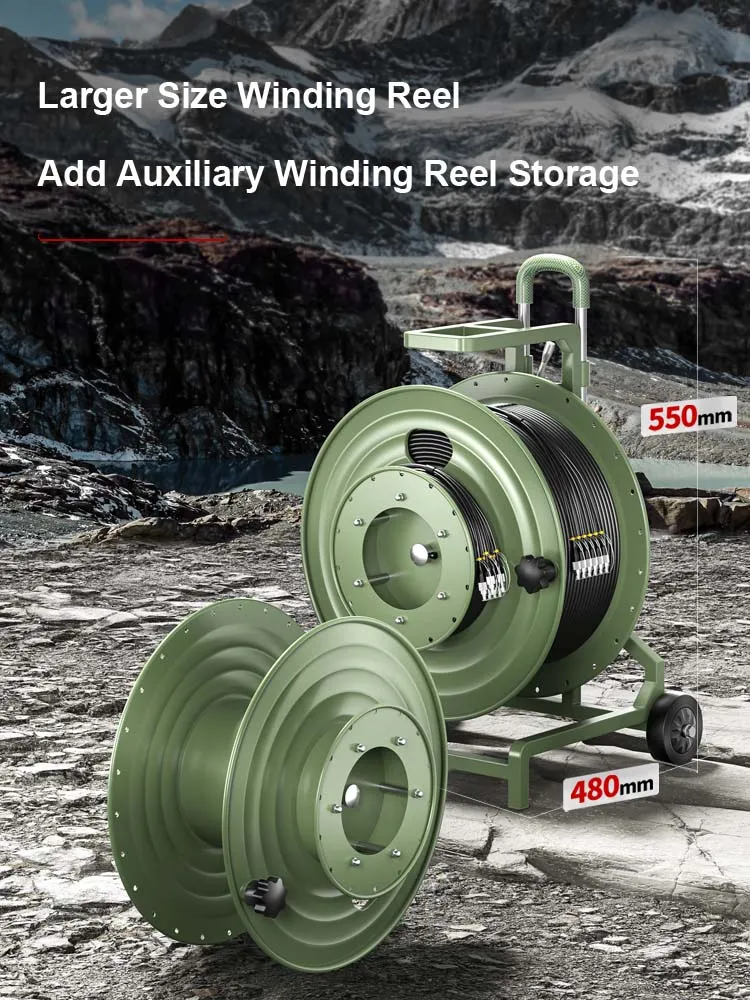 AMPCOM Metal Telescopic Rod Roller Fiber Optic Cable Laydown Cart Outdoor Military Grade Cable Laydown Cart