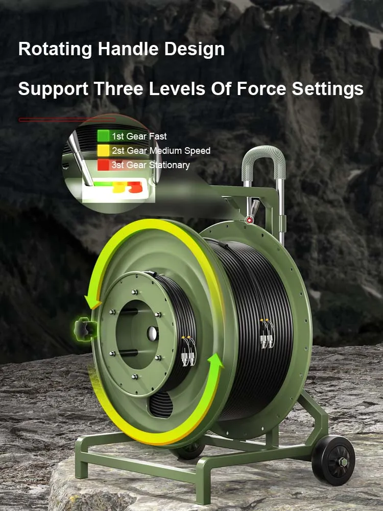 AMPCOM Metal Telescopic Rod Roller Fiber Optic Cable Laydown Cart Outdoor Military Grade Cable Laydown Cart