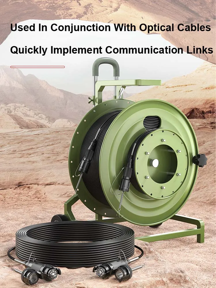 AMPCOM Metal Telescopic Rod Roller Fiber Optic Cable Laydown Cart Outdoor Military Grade Cable Laydown Cart