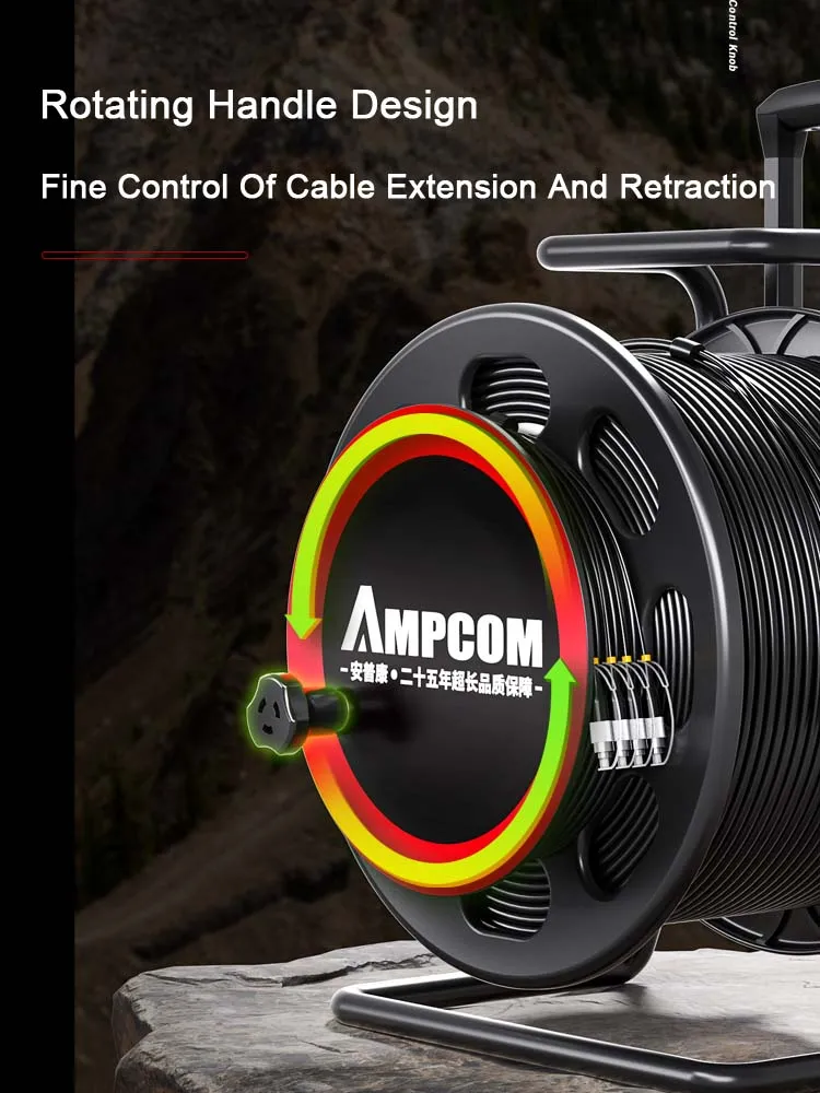 AMPCOM TPU Telescopic Rod Roller Fiber Optic Cable Laydown Cart Highly Convenient Cable Laydown Cart
