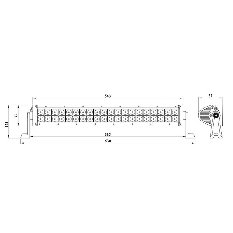 Curved LED Light Bar / Flood Beam / Curved / 40x LED / 630mm