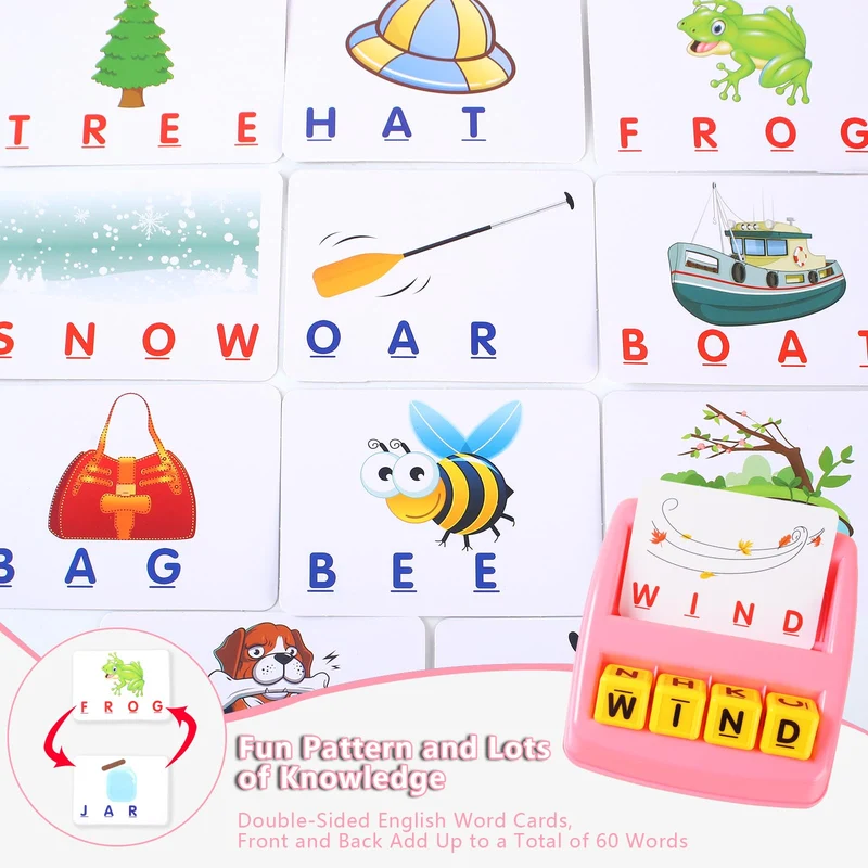 elzle Giochi Educativi, Gioco di Abbinamento Delle Lettere, Giocattoli per Imparare a Leggere per Bambini dai 3-6 anni, Gioco di Ortografia Regalo di Compleanno per Bambini e Bambine dai 3-6 anni