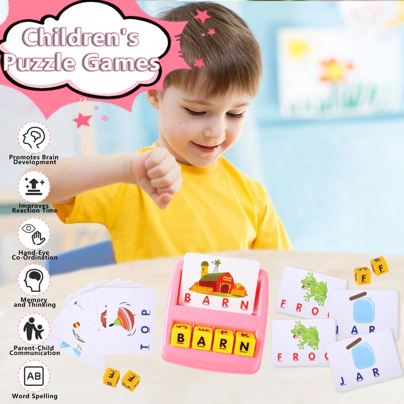 elzle Giochi Educativi, Gioco di Abbinamento Delle Lettere, Giocattoli per Imparare a Leggere per Bambini dai 3-6 anni, Gioco di Ortografia Regalo di Compleanno per Bambini e Bambine dai 3-6 anni